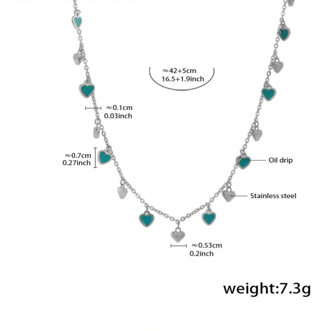 Wholesale Stainless Steel Colorful Heart Jewelry Set
