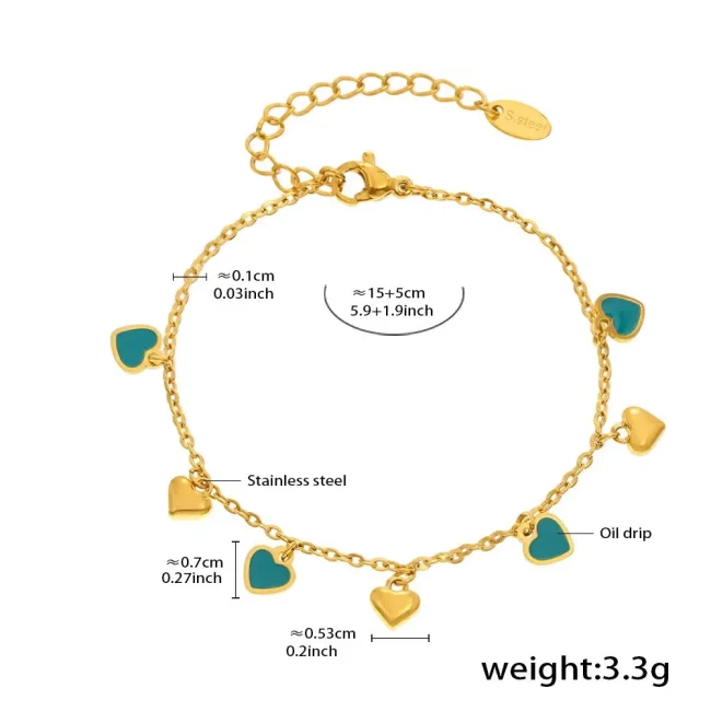 Wholesale Stainless Steel Colorful Heart Jewelry Set