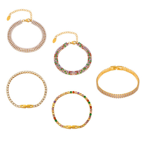 Wholesale Stainless Steel Gold Plated CZ Tennis Bracelet