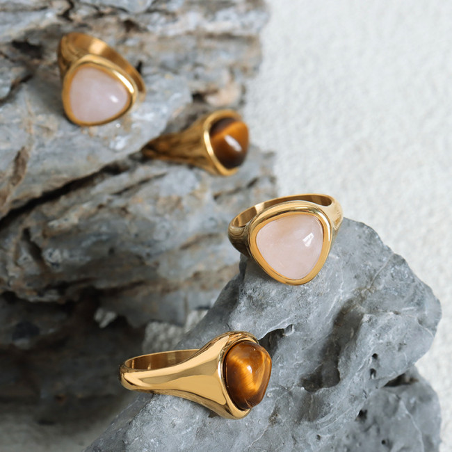 Wholesale Stainless Steel Natural Stone Signet Ring