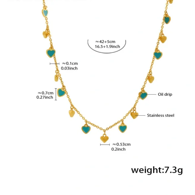 Wholesale Stainless Steel Colorful Heart Jewelry Set