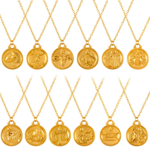 Wholesale Stainless Steel 12 Zodiac Sign Necklace Set
