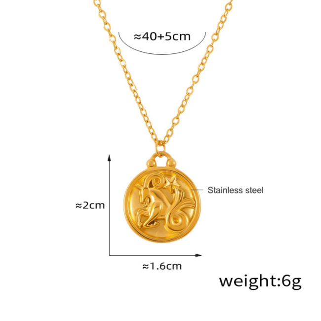 Wholesale Stainless Steel 12 Zodiac Sign Necklace Set