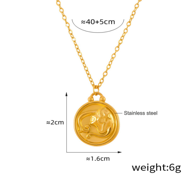 Wholesale Stainless Steel 12 Zodiac Sign Necklace Set