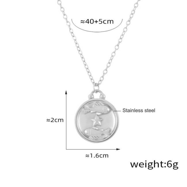 Wholesale Stainless Steel 12 Zodiac Sign Necklace Set