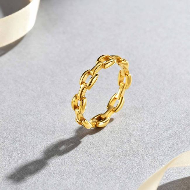 Wholesale Stainless Steel Minimal Gold Chain Link Ring
