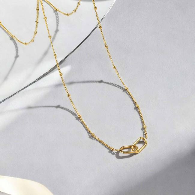Wholesale Stainless Steel Minimalist Gold Paperclip Chain Necklace