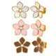 Wholesale Stainless Steel Gold Flower Enamel Stud Earrings