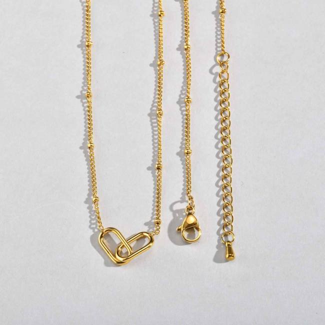 Wholesale Stainless Steel Minimalist Gold Paperclip Chain Necklace
