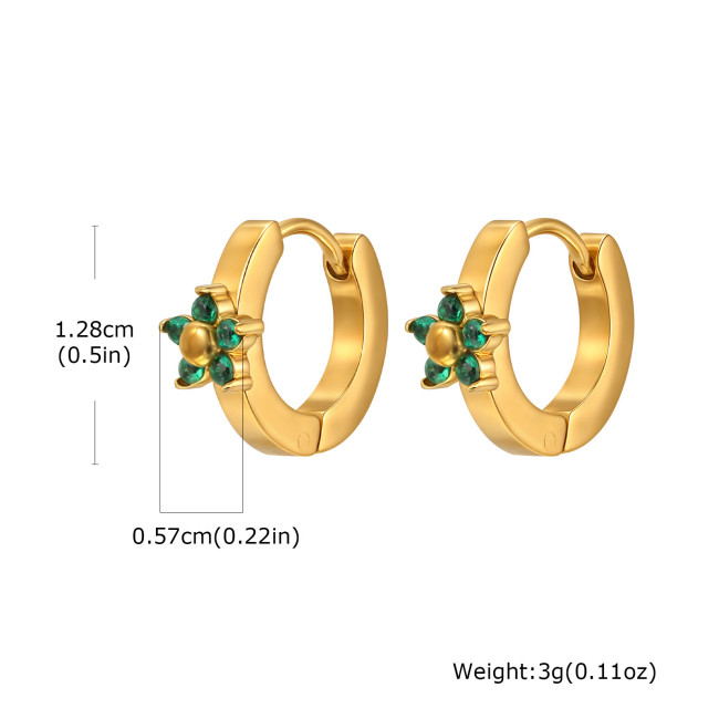 Wholesale Stainless Steel Cute Gold Flower Huggie Earrings