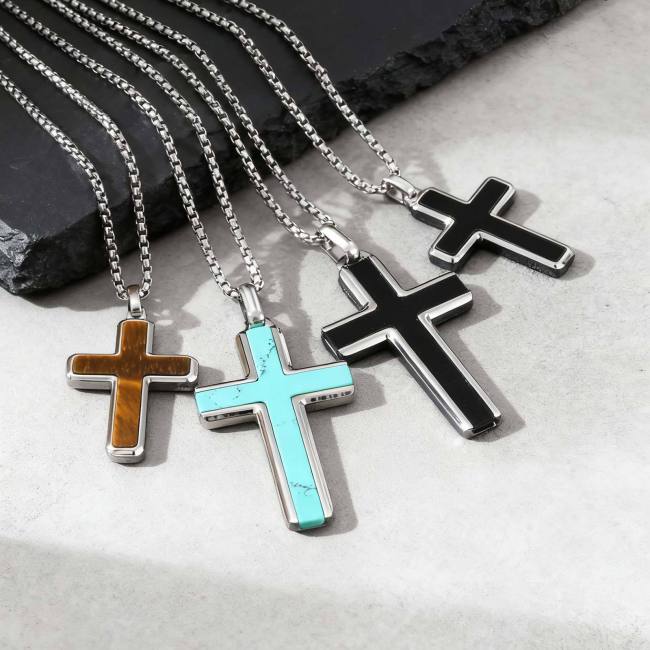 Wholesale Stainless Steel Cross with Natural Stone