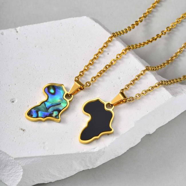 Wholesale Africa Map Necklace (Stainless Steel)