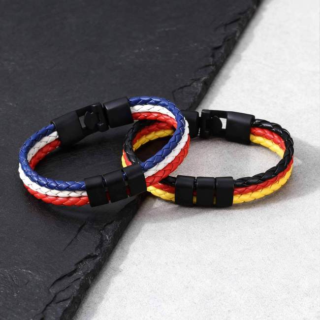 Multicolor Braided Leather Bracelet Wholesale