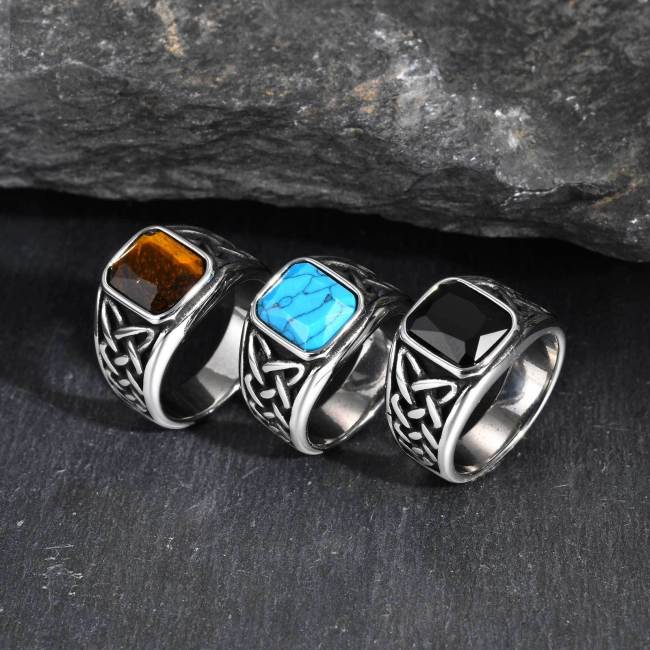 Wholesale Men’s Stainless Steel Celtic Stone Ring
