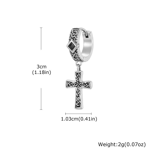 Wholesale Stainless Steel Cross Dangle Hoop Earrings
