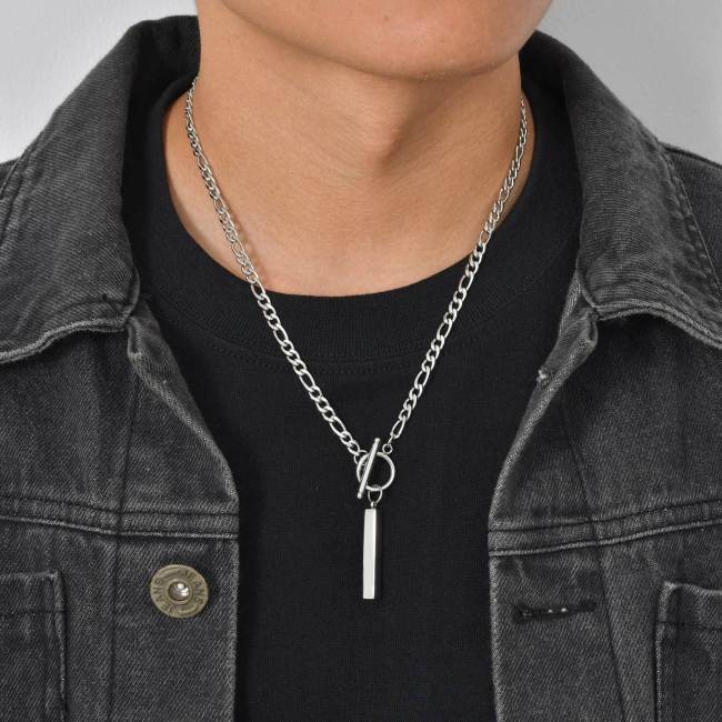 Wholesale Stainless Steel Front Toggle Clasp Vertical Bar Pendant