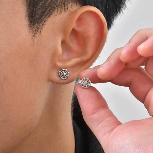 Stainless Steel Spider Web Stud Earrings Wholesale