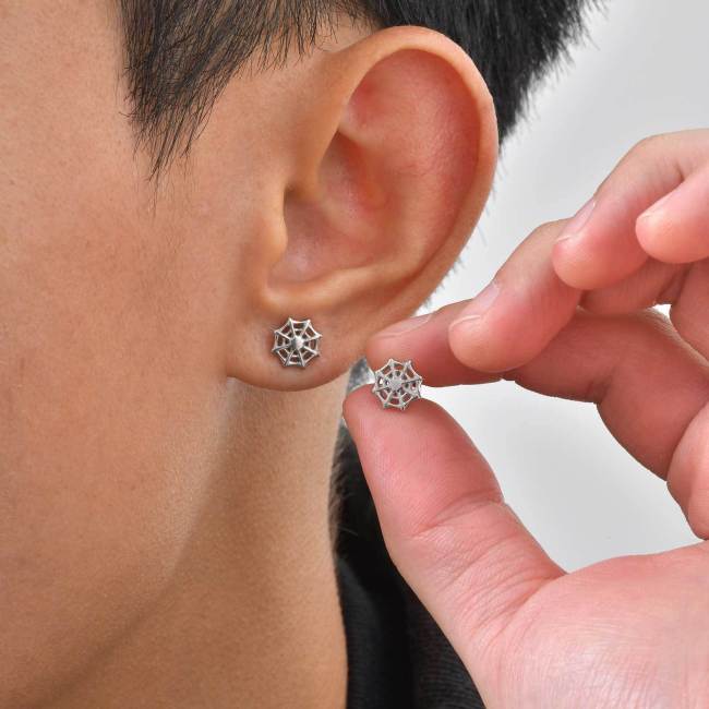 Stainless Steel Spider Web Stud Earrings Wholesale