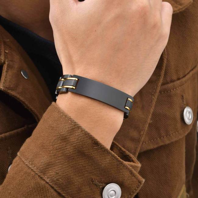 Stainless Steel Black Gold ID Bracelet Wholesale