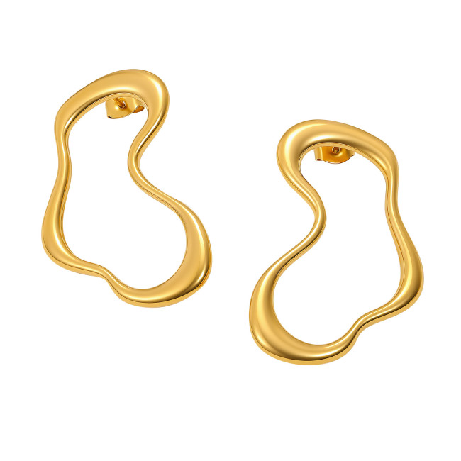Gold Plated Organic Shape Hoop Earrings Wholesale