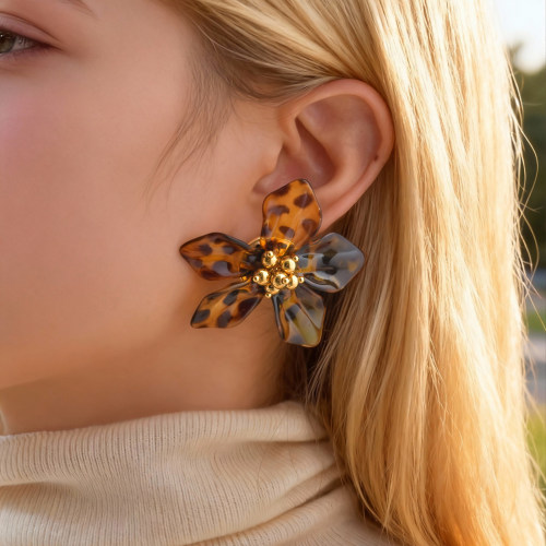 Wholesale Leopard Flower Stud Earrings