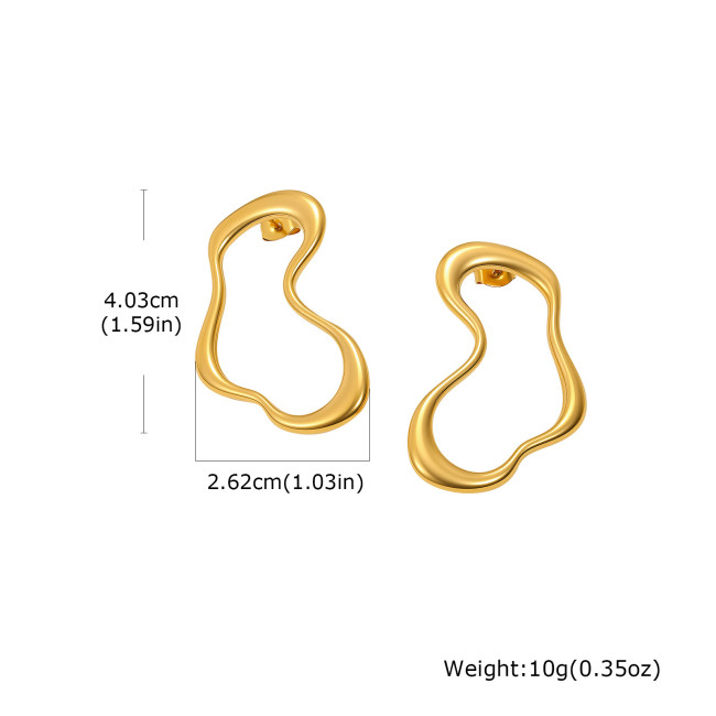 Gold Plated Organic Shape Hoop Earrings Wholesale