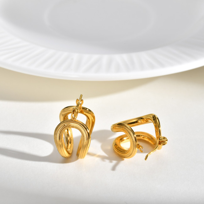 Wholesale Stainless Steel Sculptural Gold Hoop Earrings