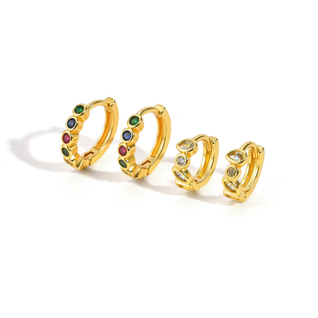 Wholesale Copper Huggie Hoop Earrings with Cubic Zirconia