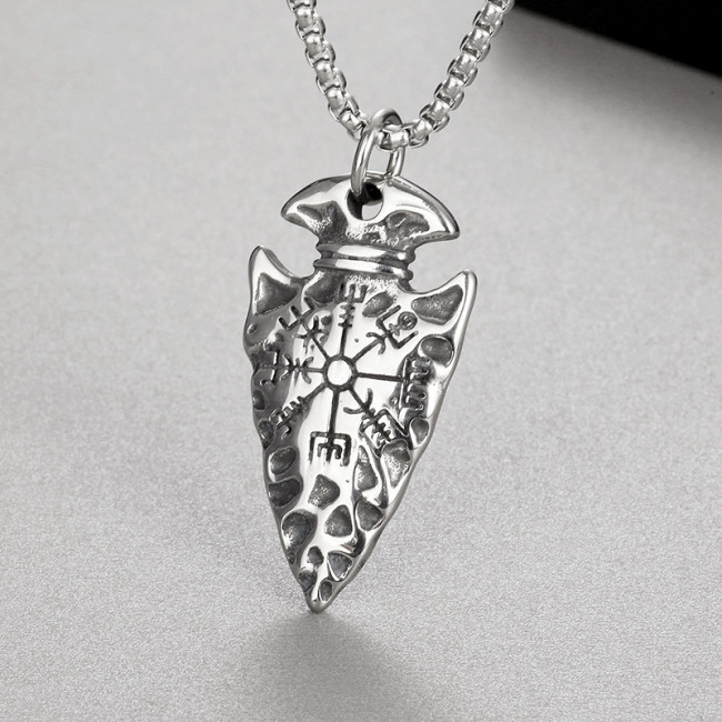 Wholesale Stainless Steel Retro Viking Pirate Spear Runes Amulet Pendant