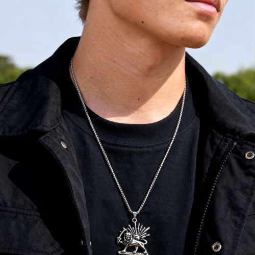 Men’s Stainless Steel Lion Pendant Necklace