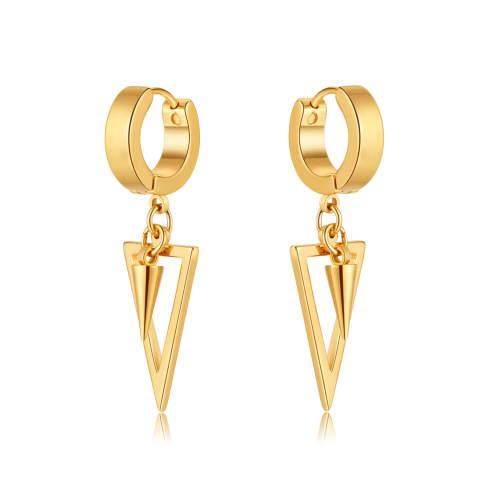 Wholesale Stainless Steel Hip Hop Triangular Pointed Cone Earrings