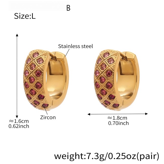 Wholesale Stainless Steel Gold Pave Hoop Earrings