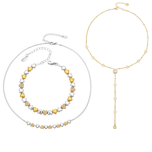 Wholesale Heart Necklace Set with Y Lariat Chain