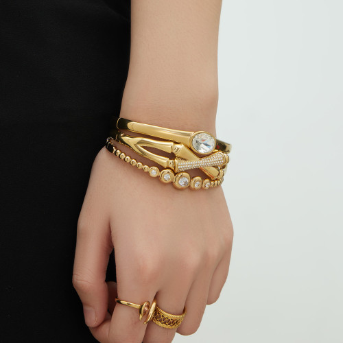 Wholesale Stainless Steel Gold Stackable Bangle Set