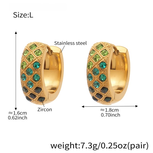 Wholesale Stainless Steel Gold Pave Hoop Earrings