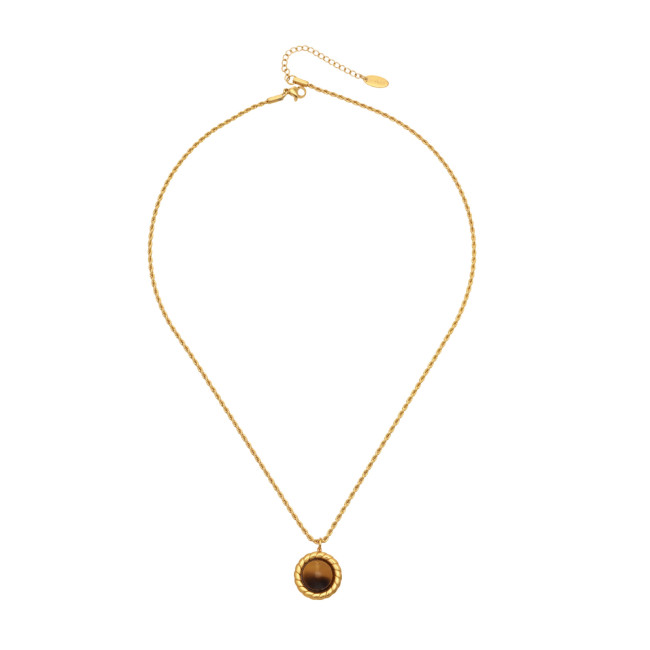 Wholesale Stainless Steel Tiger Eye Pendant Necklace