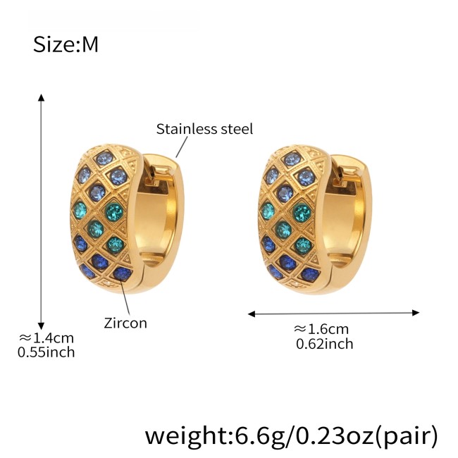 Wholesale Stainless Steel Gold Pave Hoop Earrings