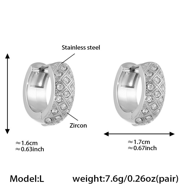 Wholesale Stainless Steel Gold Pave Hoop Earrings