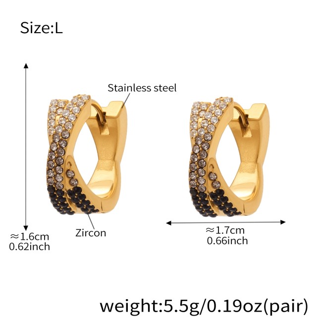 Wholesale Stainless Steel Pave Huggie Earrings