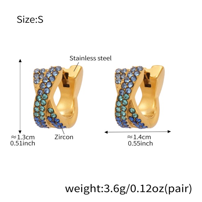 Wholesale Stainless Steel Pave Huggie Earrings