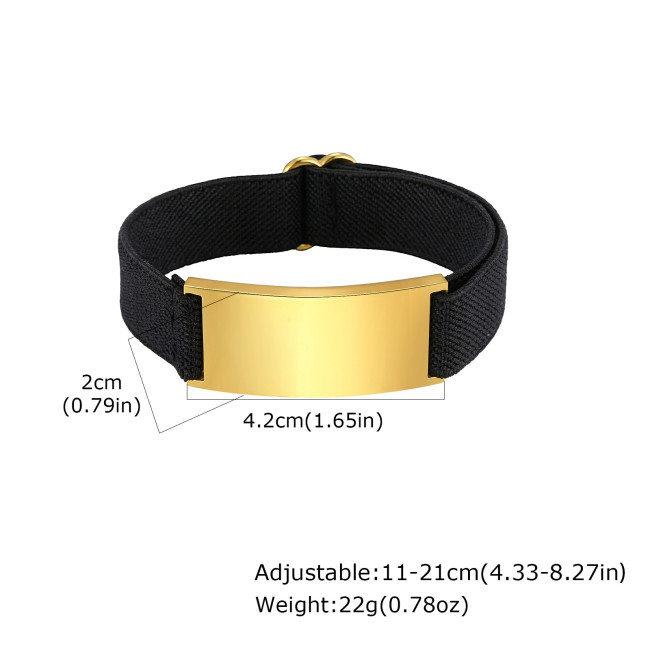 Wholesale Adjustable Nylon Strap Plate Bracelet