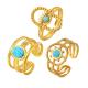 Wholesale Bohemian Gold Stainless Steel Turquoise Ring Set