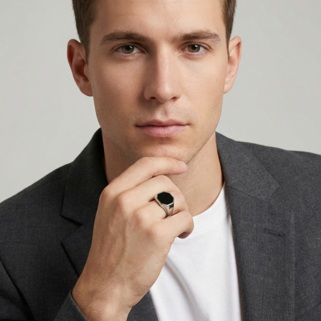 Wholesale Men's Stainless Steel Octagon Signet Ring