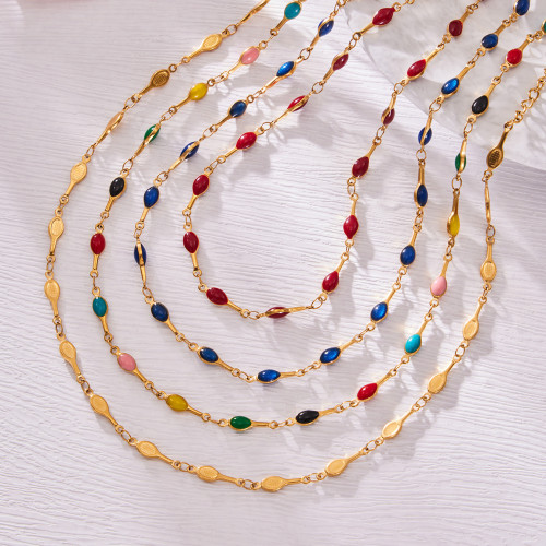 Wholesale Colorful Enamel Olive Link Jewelry Set