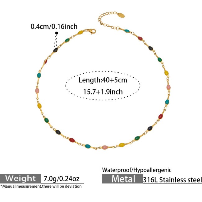 Wholesale Colorful Enamel Olive Link Jewelry Set