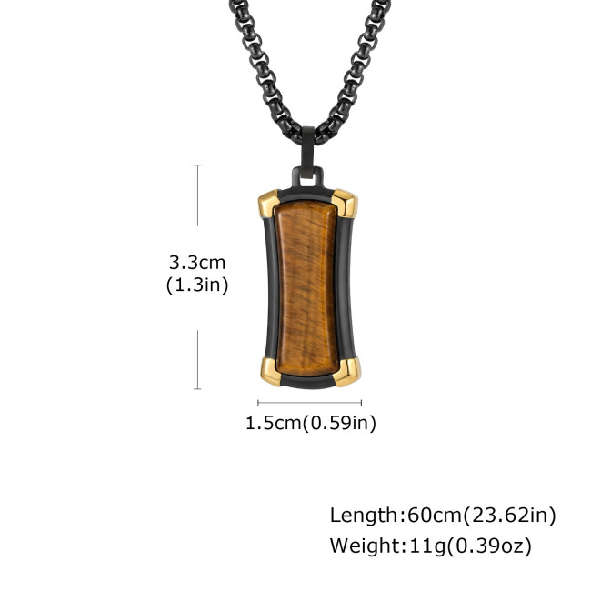 Wholesale Stainless Steel Rectangular Tiger's Eye Pendant
