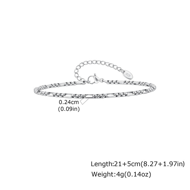 Wholesale Stainless Steel Bead and Bar Link Anklet