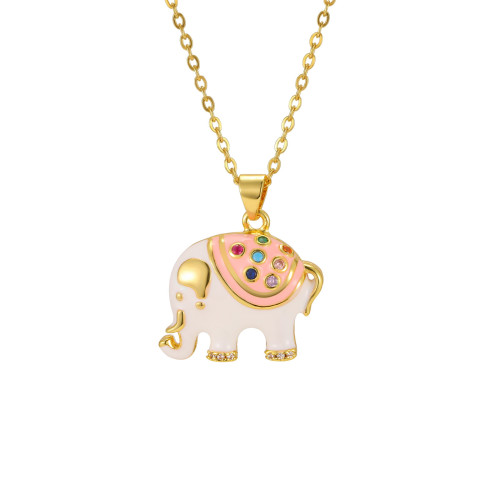 Wholesale Brass 18K Gold Plated Enamel Elephant Pendant