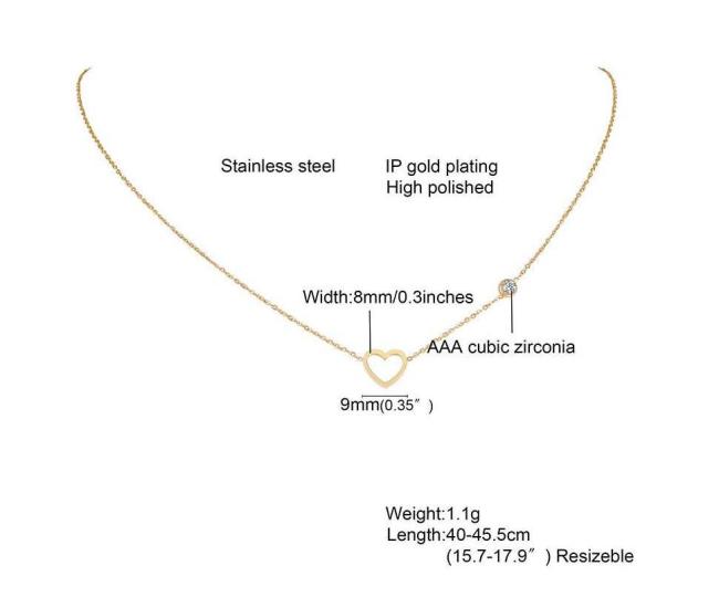Wholesale Stainless Steel Heart Necklace with Zircon