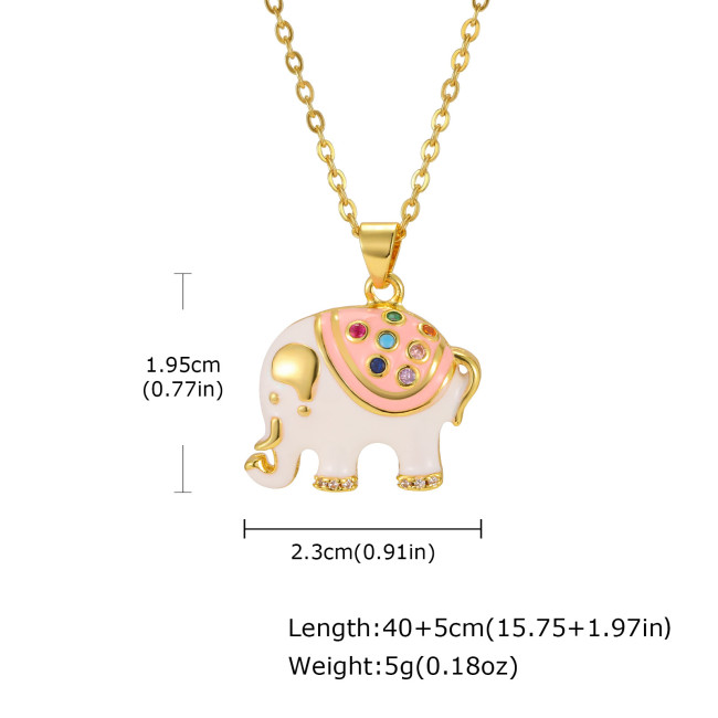 Wholesale Brass 18K Gold Plated Enamel Elephant Pendant